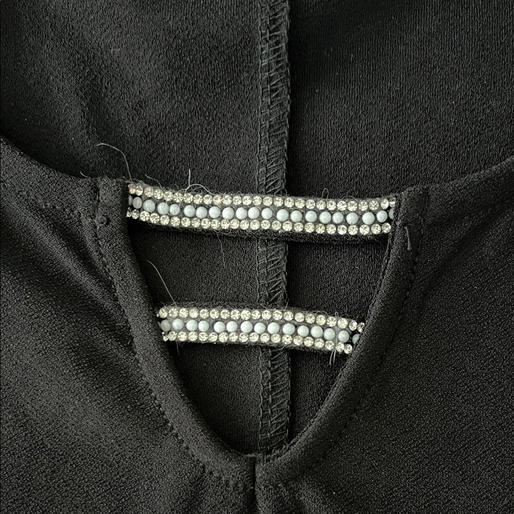 Black Women's Puff Sleeve Sheer Polka Dot Top - Picture 2 of 4